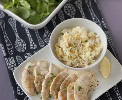 Aiguillettes de poulet et crème de citron