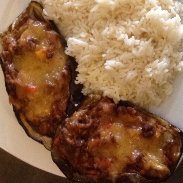 Aubergines farcies à la viandes hachée 