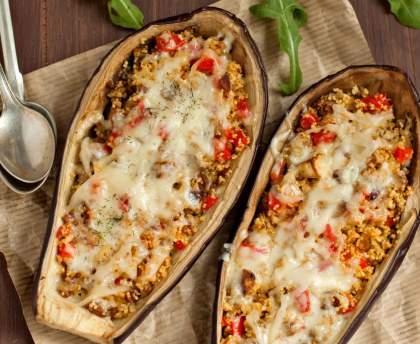 Aubergines farcies au couscous