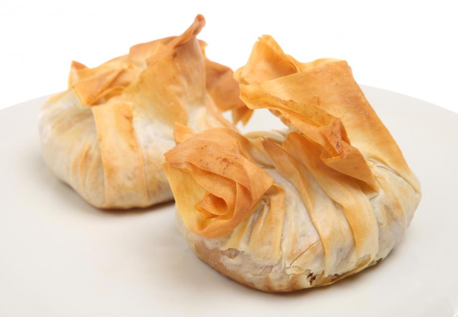 Aumônière de crêpe aux pommes et clémentines