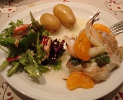 Bar en papillote et clémentines (sucré-salé)