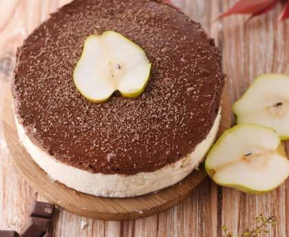 Bavarois poire chocolat sur génoise