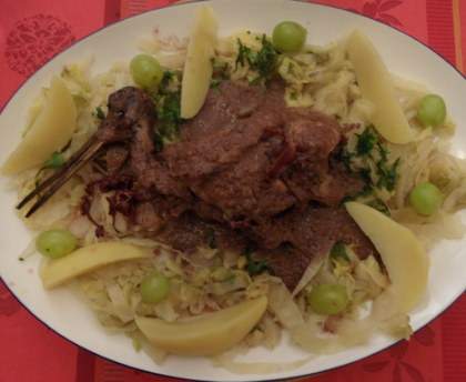 Bécasse à la Fressinoise (groseilles, lard)