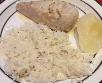 Blancs de poulet au boursin et aux poires