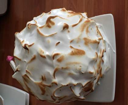 Bombe glacée Alaska framboises pécan