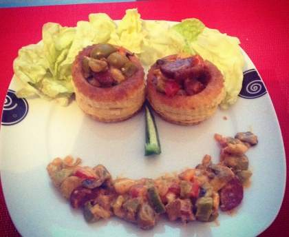 Bouchées poulet chorizo olives
