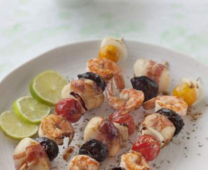 Brochette de St Jacques et gambas