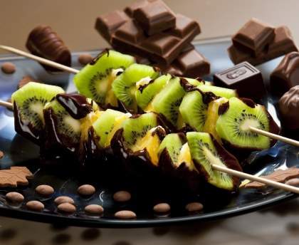 Brochettes de fruits chocolatées