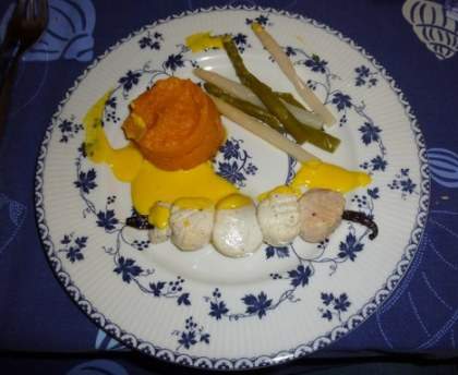 Brochettes de noix de st jacques à la vanille