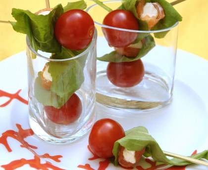 Brochettes de saumon et tomates