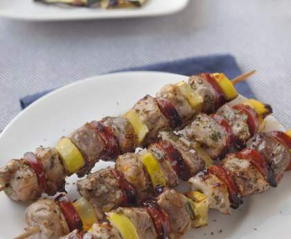 Brochettes porc chorizo citron
