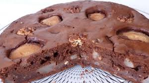 Brownie chocolat poires et noix