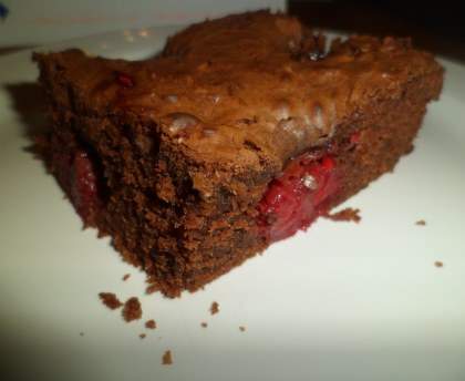 Brownies au coeur de framboises