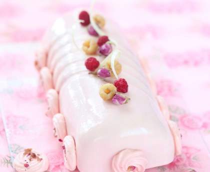 Bûche à la mousse de framboises
