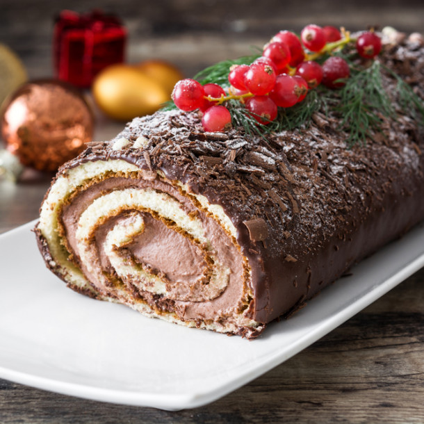 Bûche au chocolat et châtaigne