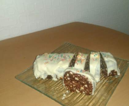 Bûche aux petits-beurre et au chocolat