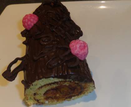 Bûche chocolat praliné oranges poêlées