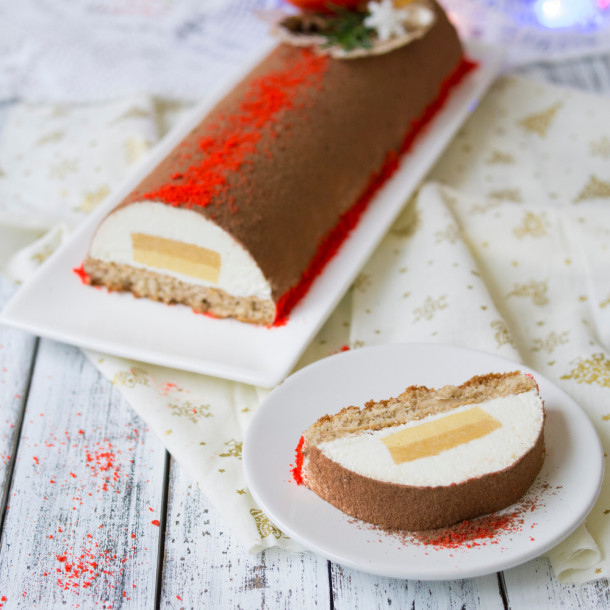 Bûche poire caramel beurre salé