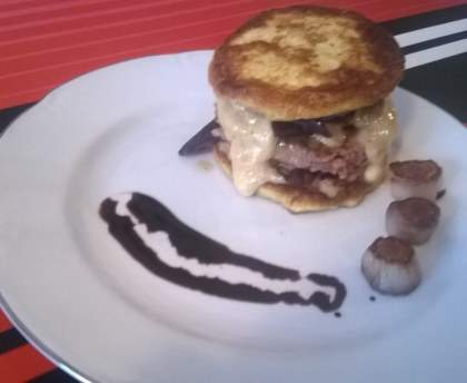Burger perdu au maroilles et à la bière brune