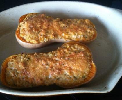 Butternut vegetarienne farcie au bleu et boulgour