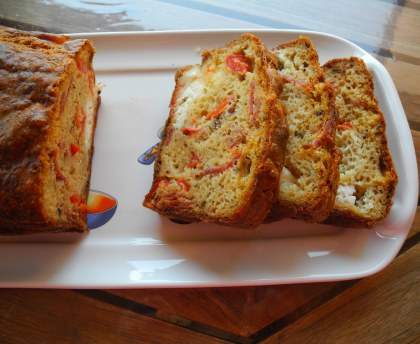 Cake chorizo poivron feta