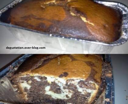 Cake marbré aux deux chocolats (noir et blanc)