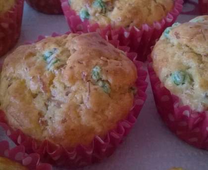 Cakes jambon fumé et petits pois