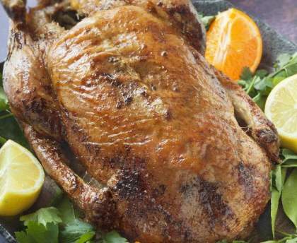Canard farci à la rhubarbe