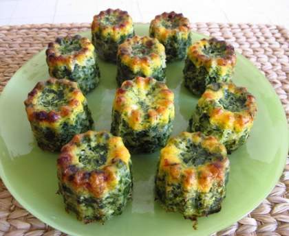 Cannelés de flétan aux épinards