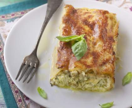 Cannelloni aux courgettes, basilic et chèvre frais