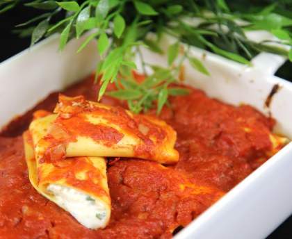Cannellonis chèvre, ricotta et menthe