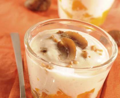 Cappuccino de cèpes, éclats de châtaignes et potimarron