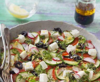 carpaccio de courgettes, tomates et feta