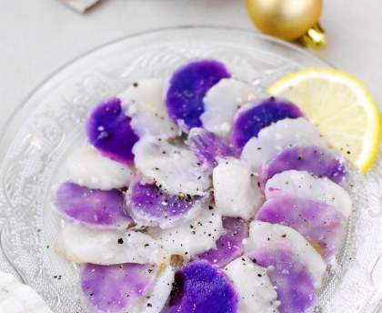 Carpaccio de vitelottes et St Jacques