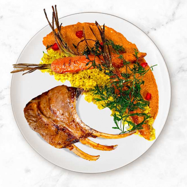 Carré d’agneau grillé et ses légumes de saison