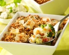 Cassolette au Bresse Bleu en crumble de pain d'épices 