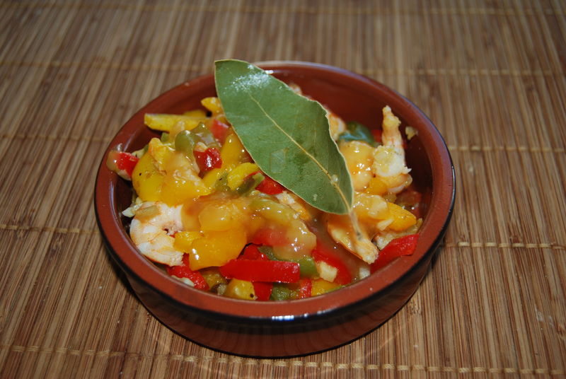 Cassolette de crevettes sauce poivron