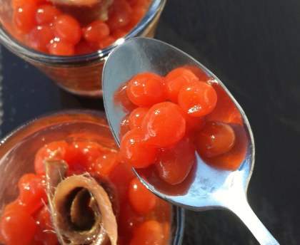 Caviar de tomates au jus de tomates 
