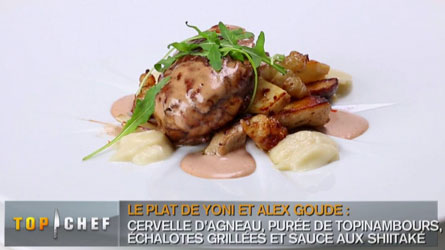Cervelle aux champignons et sauce au shiitaké cacao