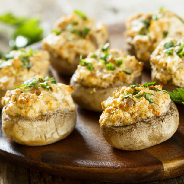 Champignons farcis au saumon