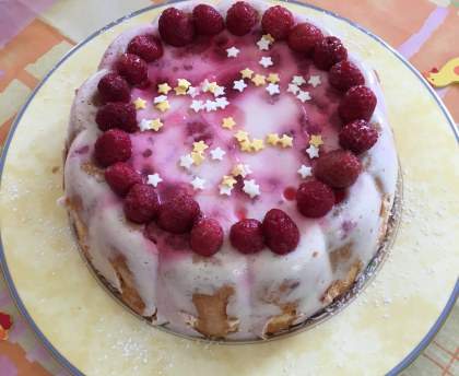 Charlotte light au framboise et chocolat