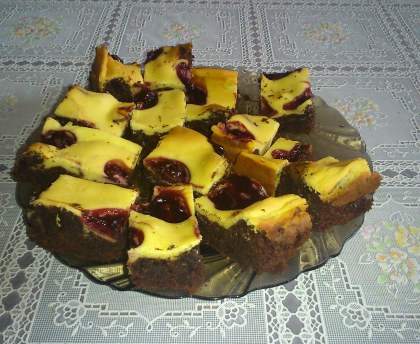 Cheesecake brownie chocolat cerise