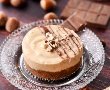 Cheesecake sans cuisson caramel noisettes et chocolat individuel