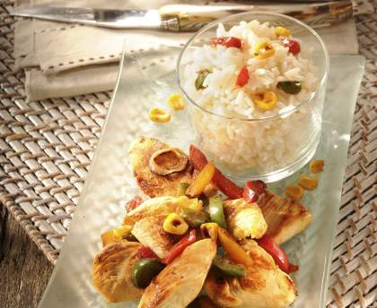 Chili verde (poulet au citron et au maïs)