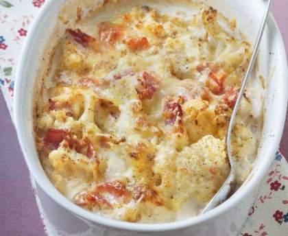Chou-fleur gratiné au jambon