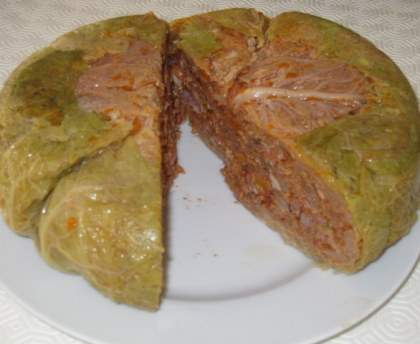 Chou vert farci en cocotte
