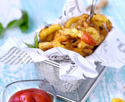 Churros de pomme de terre mozzarella et basilic