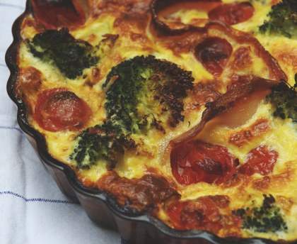 Clafoutis au brocolis et tomates cerise