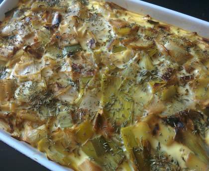 Clafoutis de saumon aux poireaux