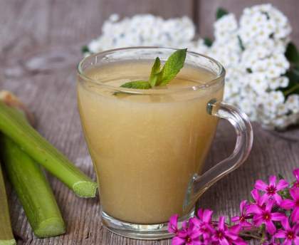 Compote de rhubarbe à la menthe et au gingembre